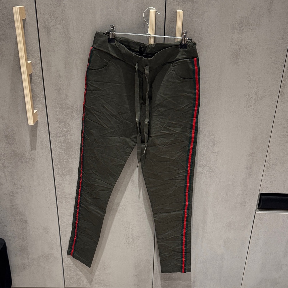 Stylish Olive Joggers with Red Accents